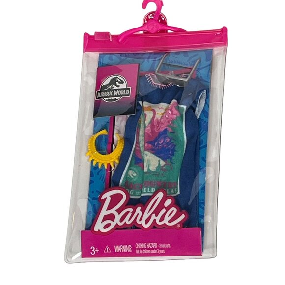 Barbie Jurassic World Doll Fashion Pack Clothes Dress Sunglasses Outfit Dinosaur - Picture 1 of 6